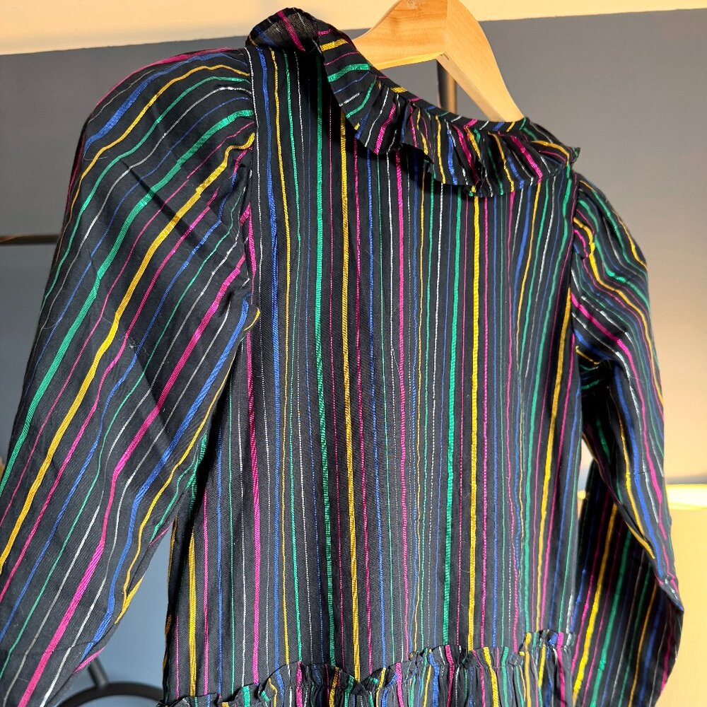 NWT Stella McCartney Kids Rainbow Striped Lurex Metallic Dress - Picture 7 of 12